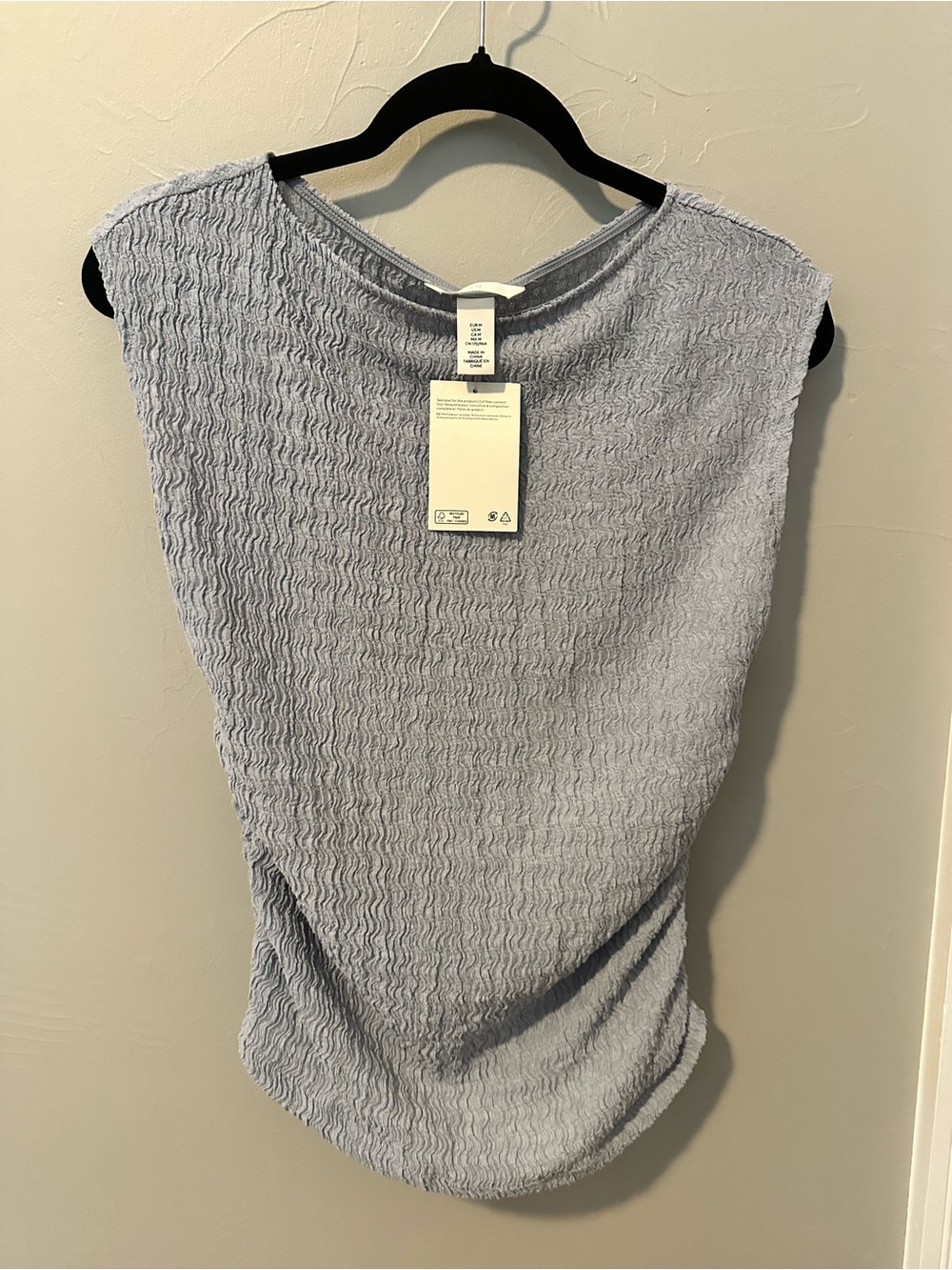 H&M Light Blue Textured Sleeveless Tank